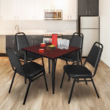 Regency Kahlo Square Table & Chair Sets, 42 W, 42 L, 29 H, Wood, Metal, Vinyl Top, Mahogany TPL4242MHBK29BK